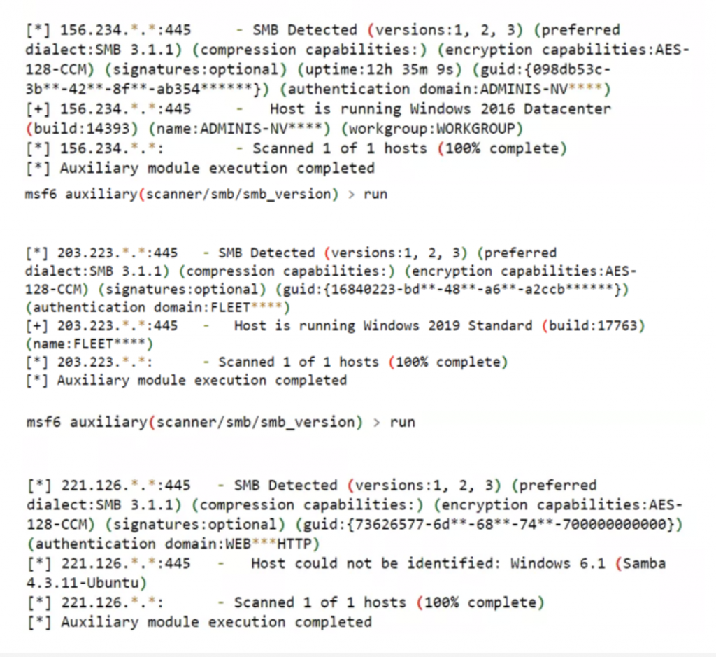 Figure 4: MSF’s export of OS information via SMB